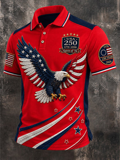 Men's Casual USA 250th Anniversary Print Polo Shirt