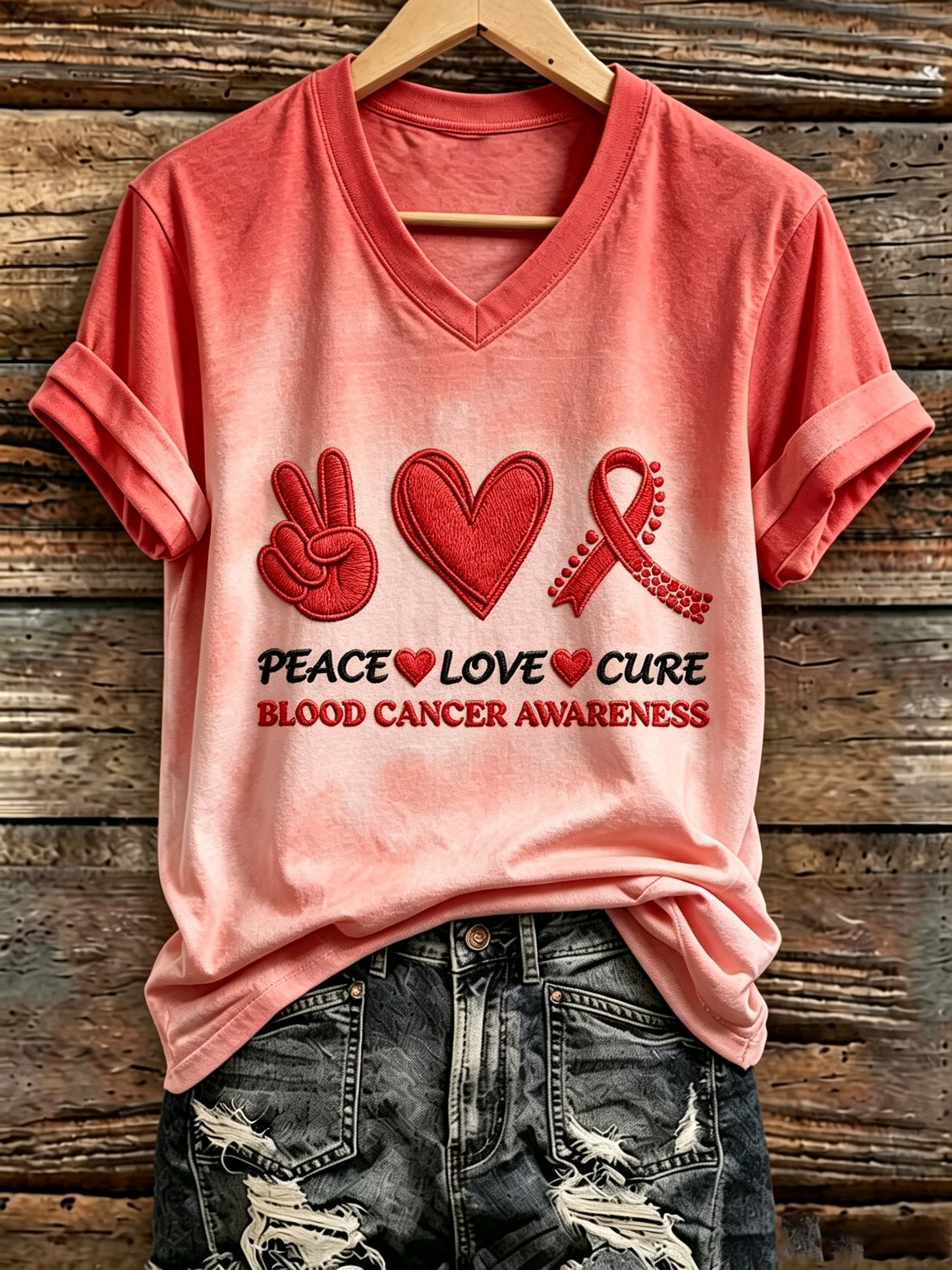 Women's Blood Cancer Awareness Print T-Shirt