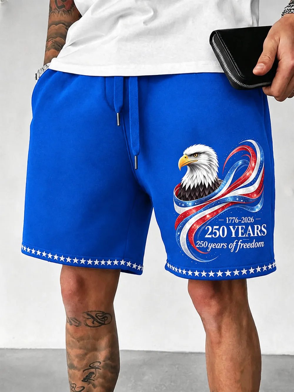 Men's Casual 250th Anniversary Print  Beach Shorts