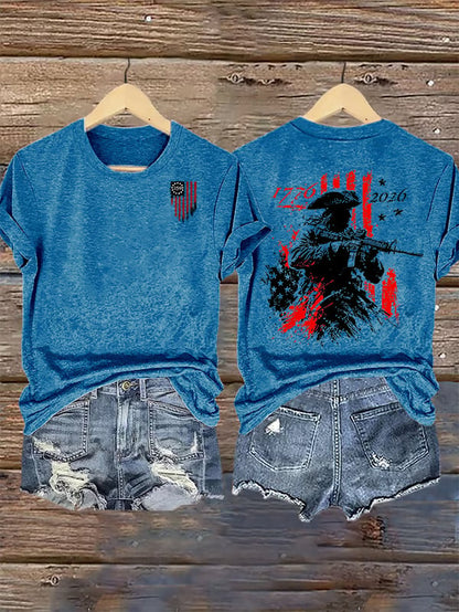 Women's  250th Anniversary Distressed American Flag 2-sided Shirt