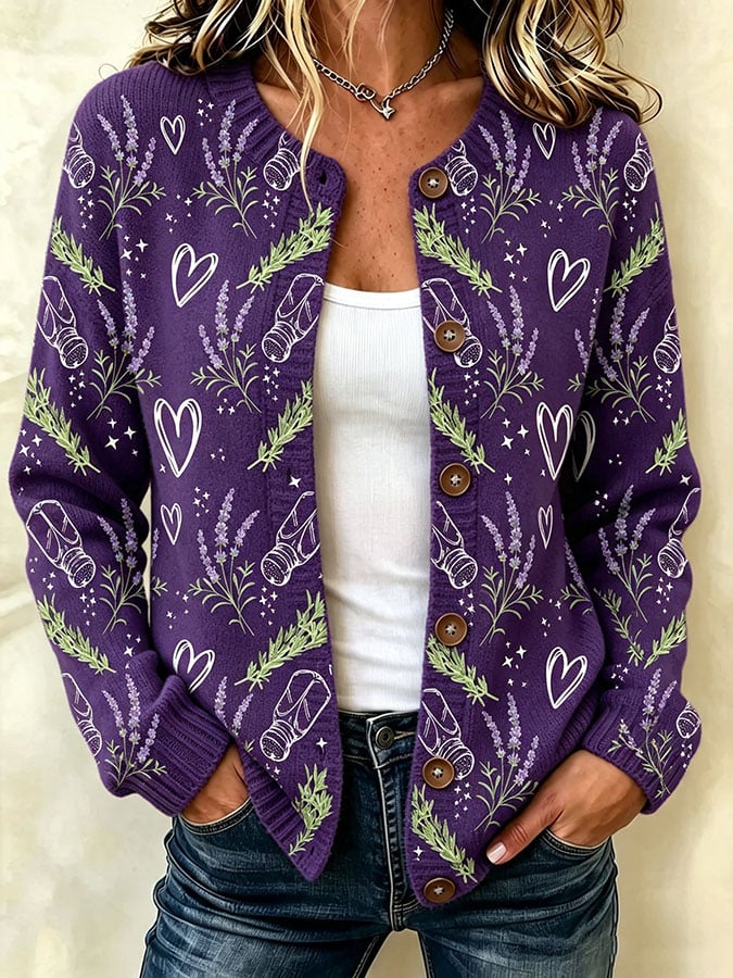 Women's Salt Rosemary Lavender Love Printed Cardigan
