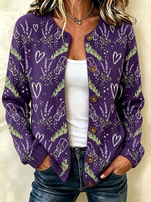 Women's Salt Rosemary Lavender Love Printed Cardigan