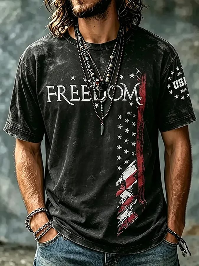 Men's 250th Anniversary American Casual Printed Short-Sleeve T-Shirt