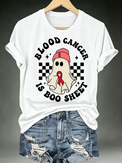 Women's BLOOD CANCER IS BOO SHEET Print T-Shirt
