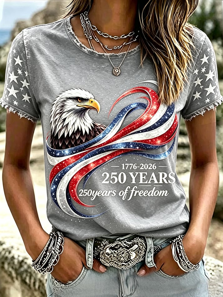 Women'S Casual U.S. 250th Anniversary Commemorative Printed T-Shirt