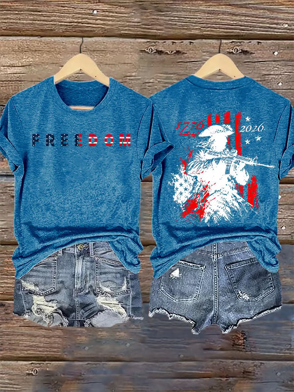 Women's  250th Anniversary Distressed American Flag 2-sided Shirt