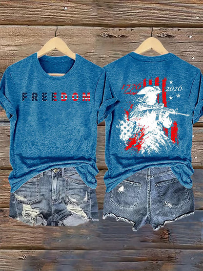 Women's  250th Anniversary Distressed American Flag 2-sided Shirt