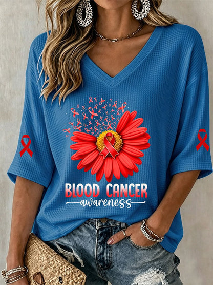 Women's Casual Printed Waffle Top