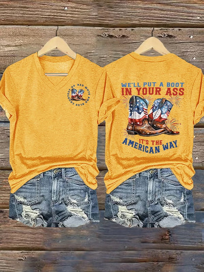 Women's V-neck We’ll put a boot in your ass it’s the American Way T-Shirt
