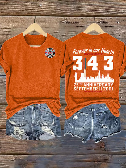 Women's 25th Anniversary 9/11 Memorial, 343 Hero Tribute Tee