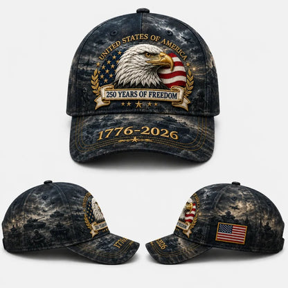 ✨250 Years of Freedom Eagle Cap | Embroidered Patriotic Vintage Baseball Hat – 1776–2026 American Tribute Edition