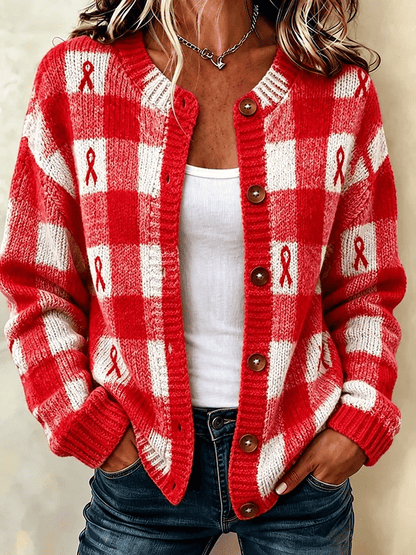 Women's Casual Printed Knit Cardigan