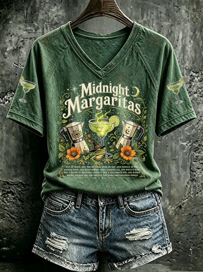 Women's Midnight Margaritas Print Casual T-shirt