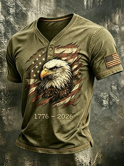 Men's 250th Independence Day Commemorative  Freedom・Courage・Pride Printed Top