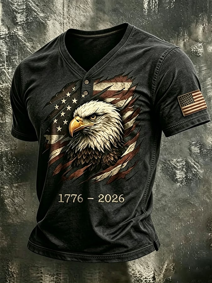 Men's 250th Independence Day Commemorative  Freedom・Courage・Pride Printed Top