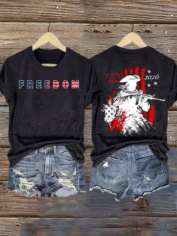 Women's  250th Anniversary Distressed American Flag 2-sided Shirt