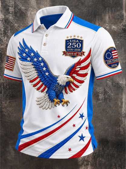 Men's Casual USA 250th Anniversary Print Polo Shirt