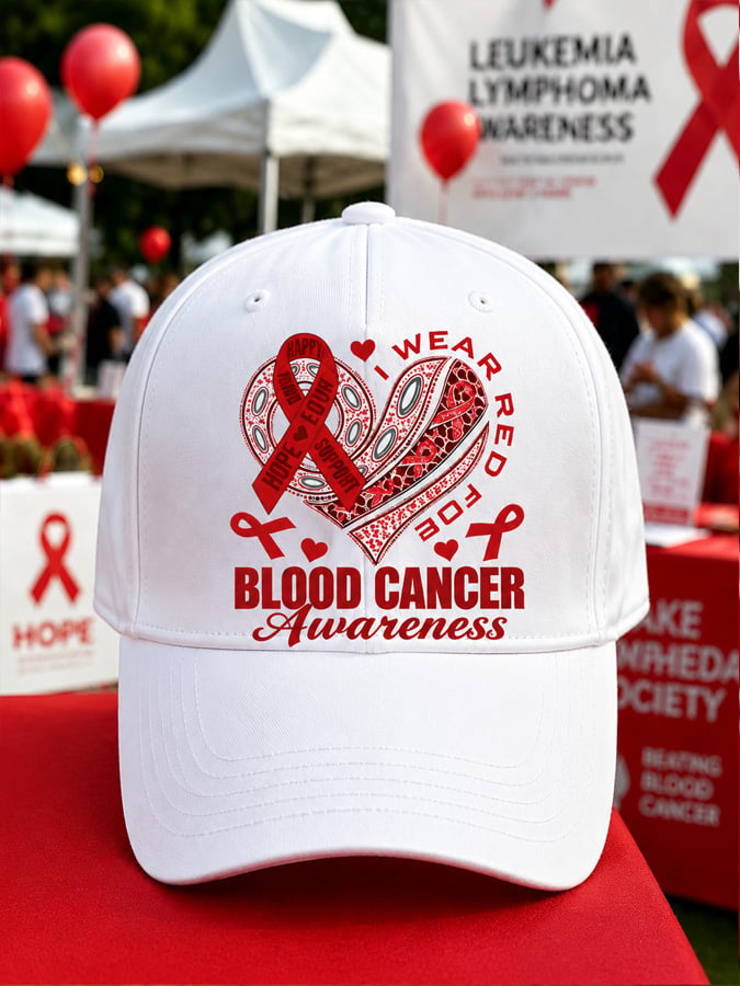 Unisex Blood Cancer Red Ribbon Health Awareness Printed Baseball Cap
