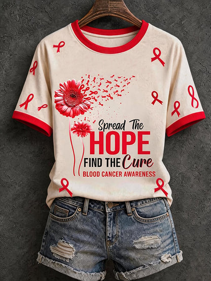 Women'S Blood Cancer Awareness Printed T-Shirt