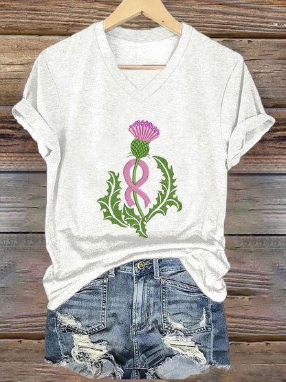 Women's Breast Cancer Printed Casual T-Shirt