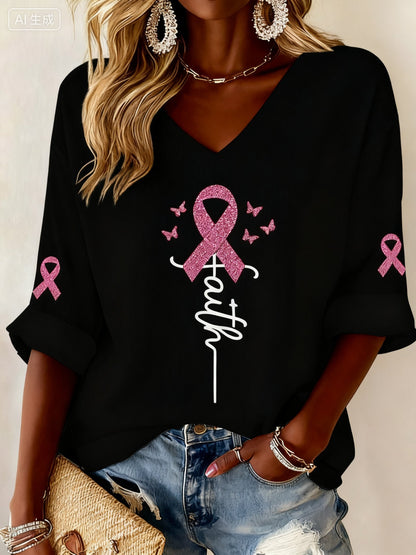 Women's Breast Cancer Awareness Print Top