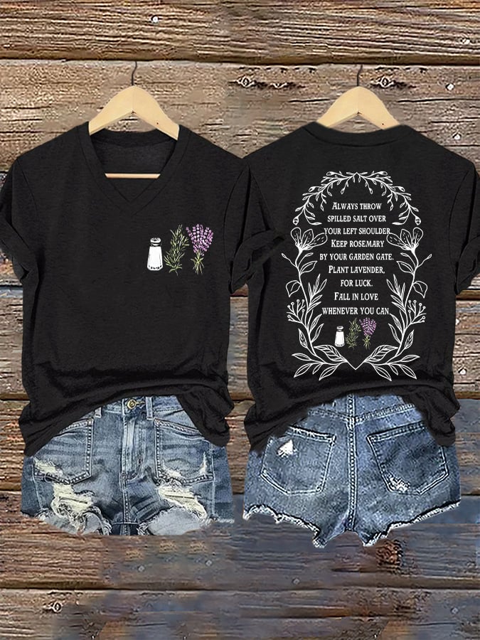 Women's Always Throw Spilled Salt Over Your Left Shoulder Print T-shirt