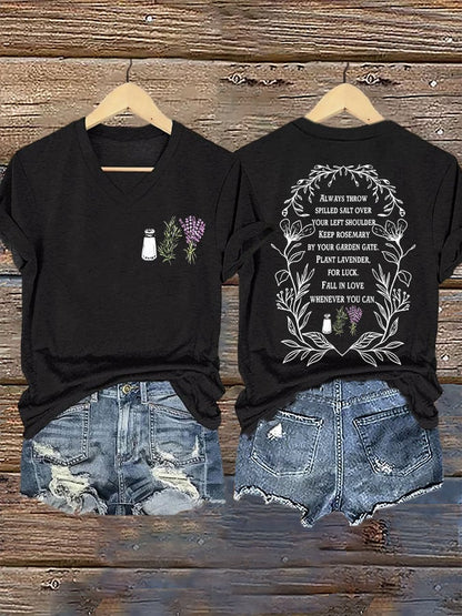 Women's Always Throw Spilled Salt Over Your Left Shoulder Print T-shirt