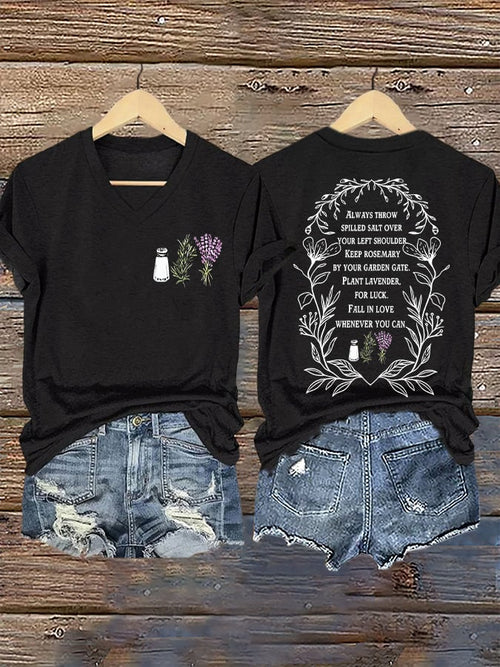 Women's Always Throw Spilled Salt Over Your Left Shoulder Print T-shirt