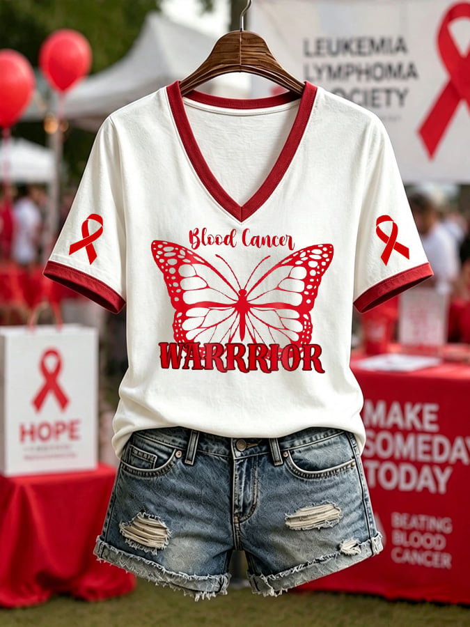 Women's Blood Cancer Awareness V-neck T-shirt