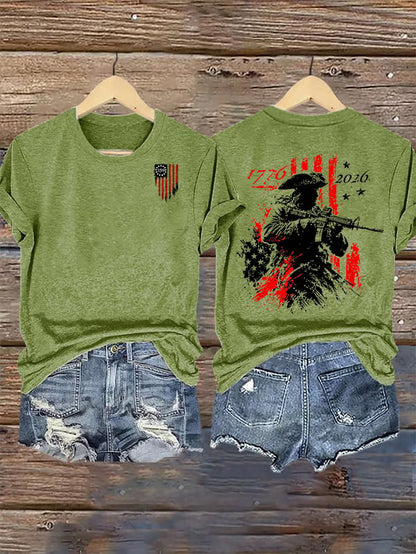 Women's  250th Anniversary Distressed American Flag 2-sided Shirt