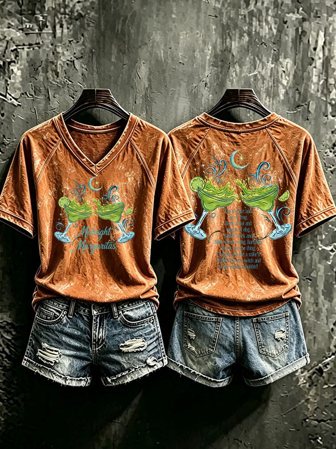 Women's Midnight Margaritas Print Casual T-shirt