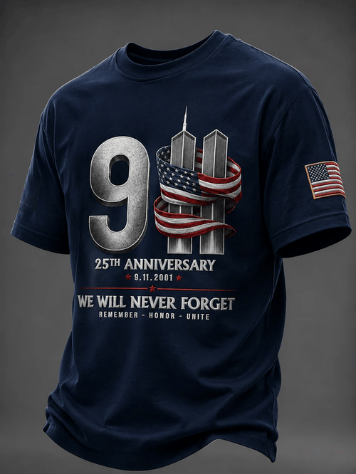 Men's 9.11 Never Forget Printing  T-Shirts