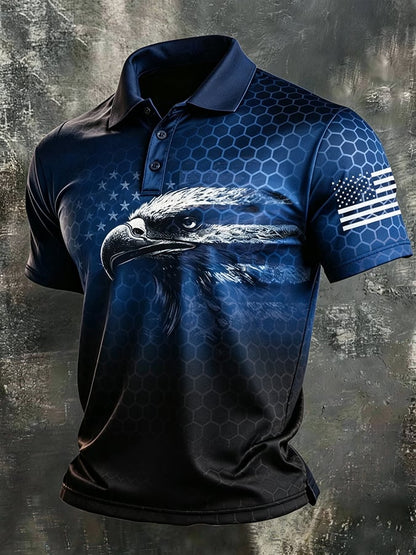 Men's 250th U.S. Independence Day Print Casual Short-Sleeve Polo Shirt