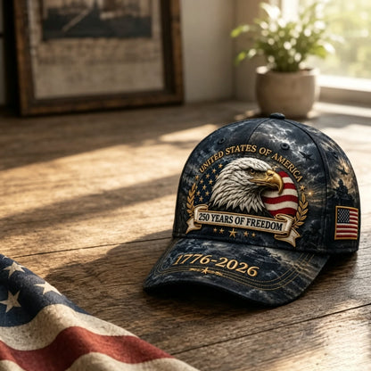 ✨250 Years of Freedom Eagle Cap | Embroidered Patriotic Vintage Baseball Hat – 1776–2026 American Tribute Edition
