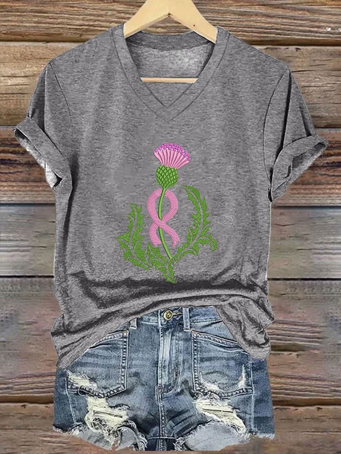 Women's Breast Cancer Printed Casual T-Shirt