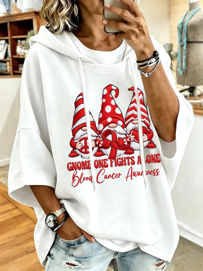 Women'S Blood Cancer Promotion Red Ribbon Printed Casual Hoodie