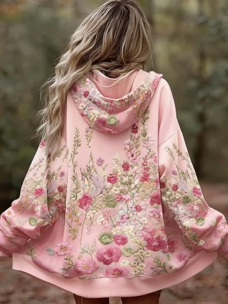 Women's Autumn  And Green Gradient Floral Casual Sweatshirt
