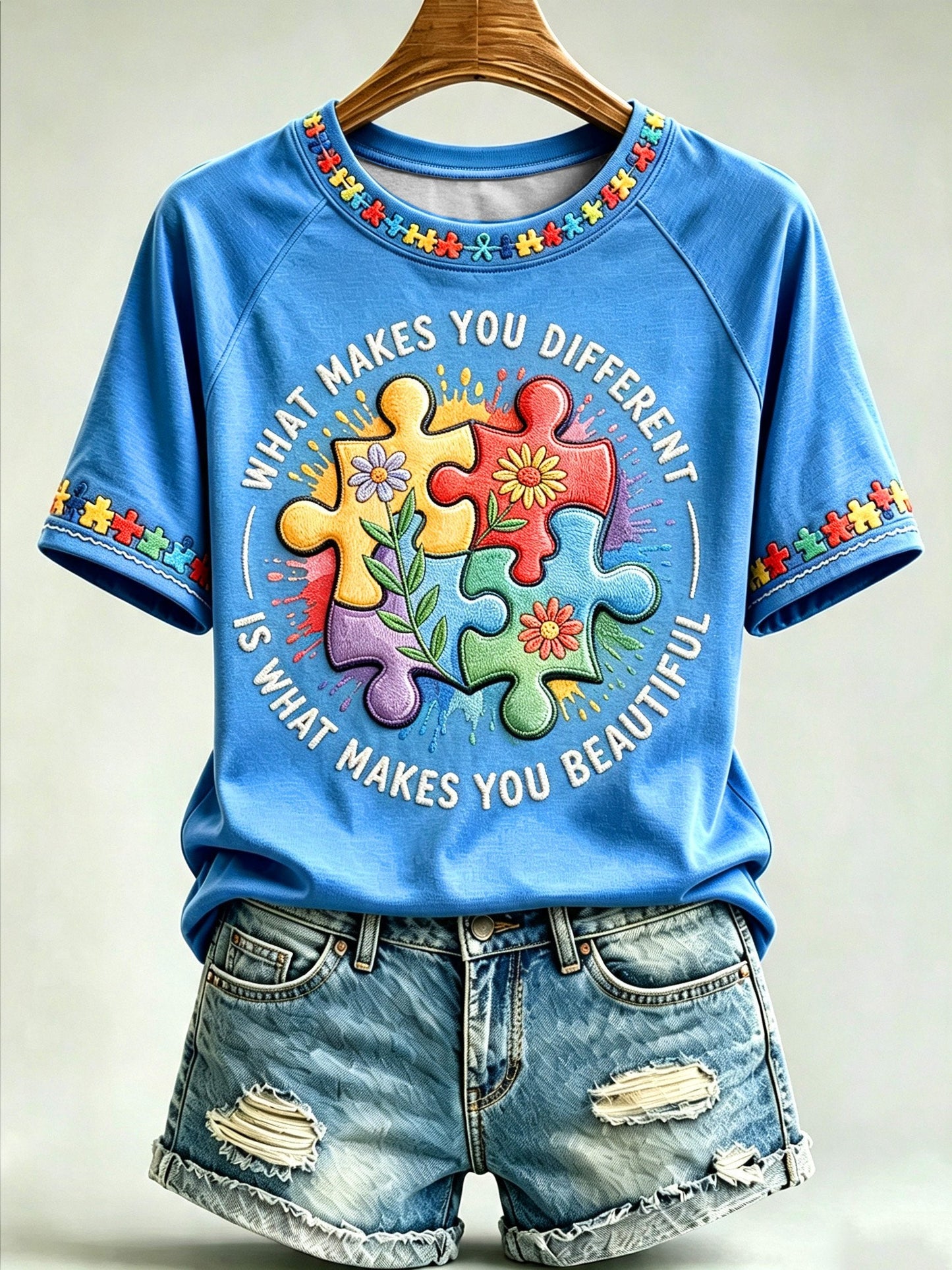 Women's Autism-Themed Casual Print Top