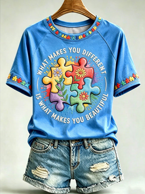Women's Autism-Themed Casual Print Top