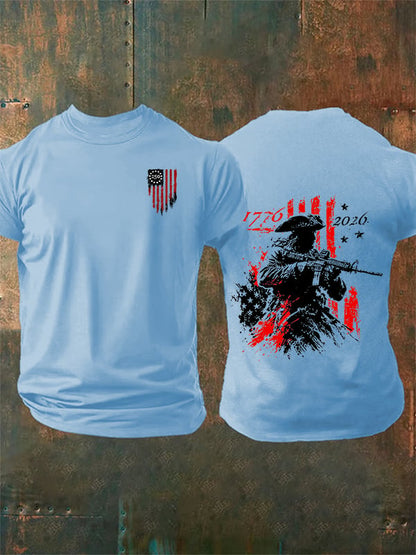 Men's 250th Anniversary Distressed American Flag 2-sided Shirt