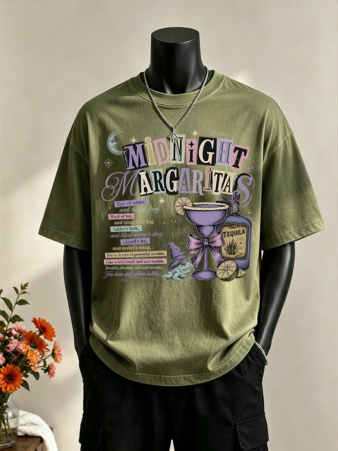 Men's Midnight Margaritas Print Casual T-shirt