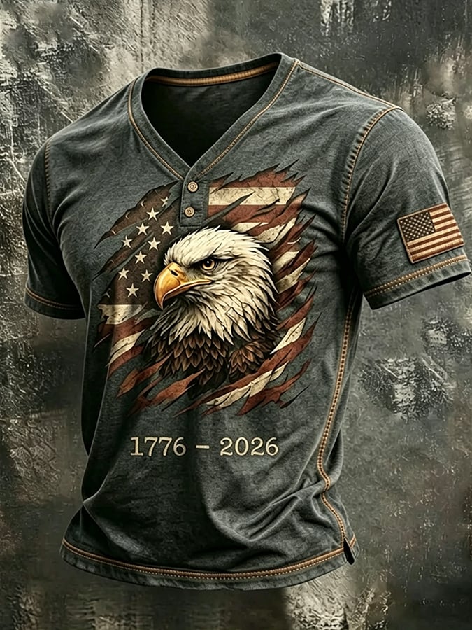 Men's 250th Independence Day Commemorative  Freedom・Courage・Pride Printed Top