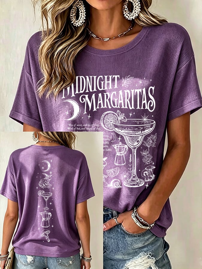 Women's Midnight Margaritas Print Casual T-shirt