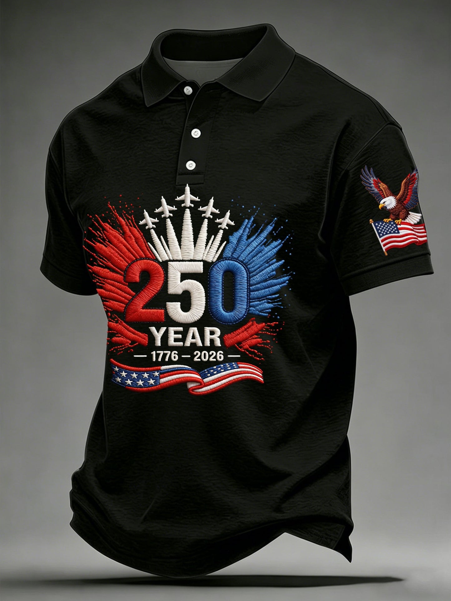 Men's Retro 250th Anniversary Print Golf Polo Shirt