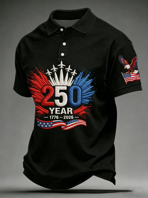 Men's Retro 250th Anniversary Print Golf Polo Shirt