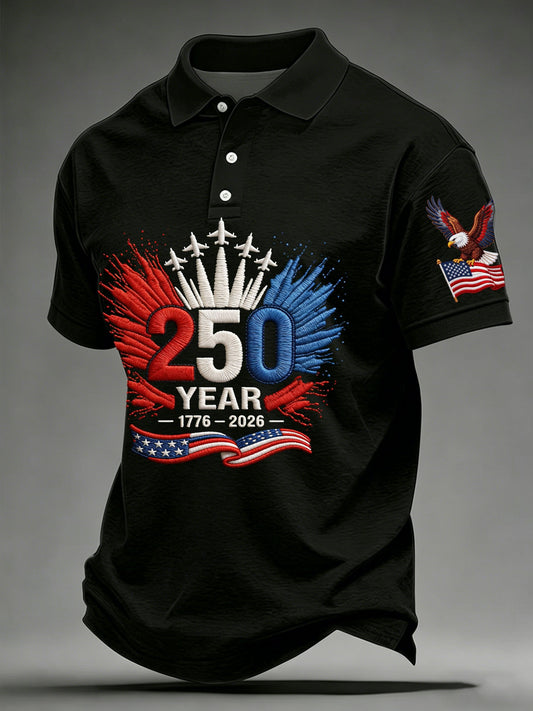 Men's Retro 250th Anniversary Print Golf Polo Shirt