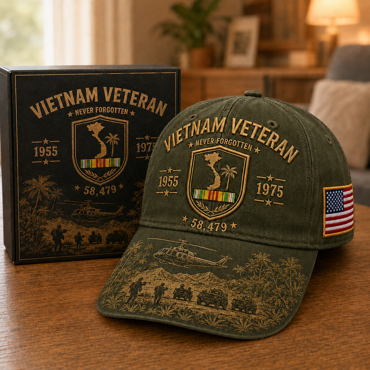 Vietnam Veteran Never Forgotten 1955–1975 Commemorative Cap 🇺🇸