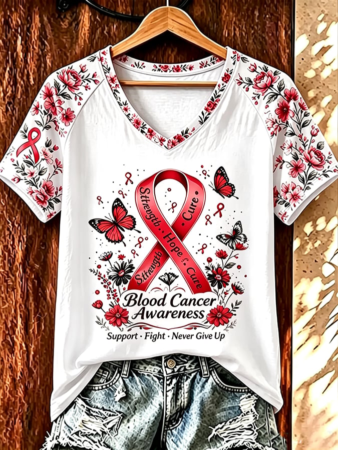 Women's Blood Cancer Awareness V-neck T-shirt