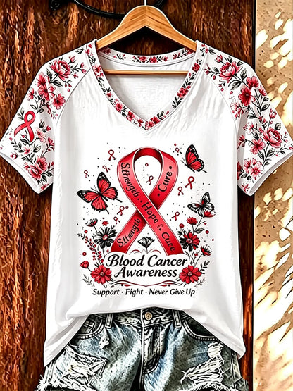 Women's Blood Cancer Awareness V-neck T-shirt