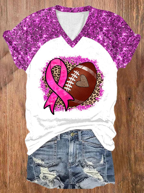Women'S Sequin Football Casual Print T-Shirt